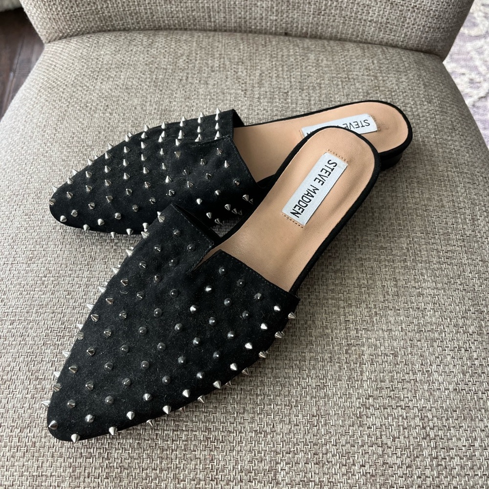Steve Madden Black Studded Women's Mules